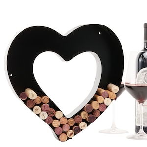 Porta-rolhas de vinho personalizado (coração), dia dos namorados, porta-rolhas de letras de vinho (coração), decoração de porta-rolhas de arte de parede (coração), presente para amantes de bebidas