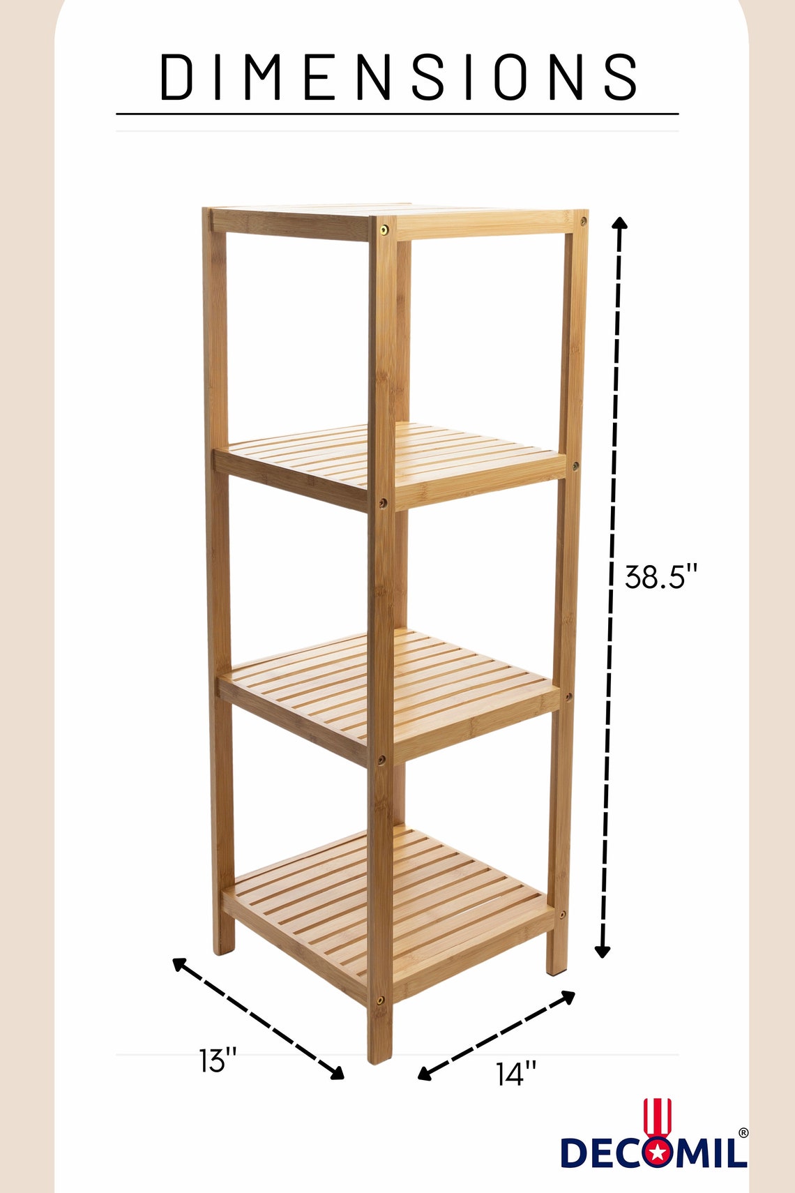 4 Tier Bamboo Standing Shelf Freestanding Bathroom Etsy
