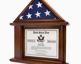 DECOMIL Flag Display Case with Certificate & Document Holder Frame