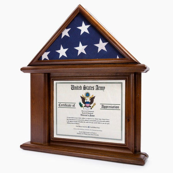 DECOMIL Flag Display Case with Certificate & Document Holder Frame