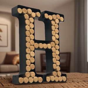 Decomil Wine Cork Holder (A-Z) (Letter H) | Decorative Wine Letters Cork Holder (H) | Wall Art Cork Holder Decor (H)