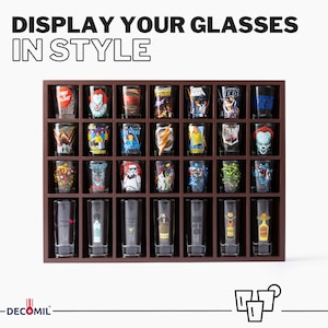 28 Shot Glass Shooter Display Case Holder Cabinet Rack, Solid Wood, NO ...