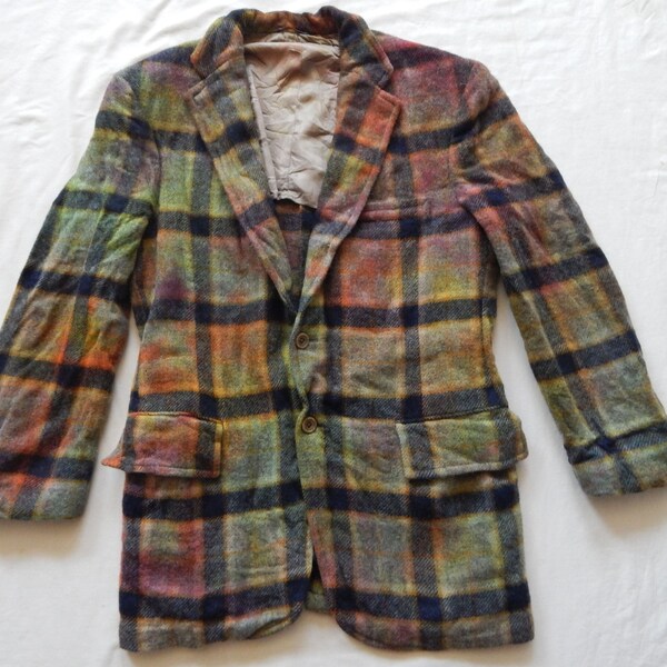 Wool Tie Dye Rainbow 2-Button Blazer Suit Coat Jacket - Medium Hand Made 40R