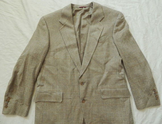 Silk Gray Houndstooth Plaid Suit Coat Blazer Jack… - image 3