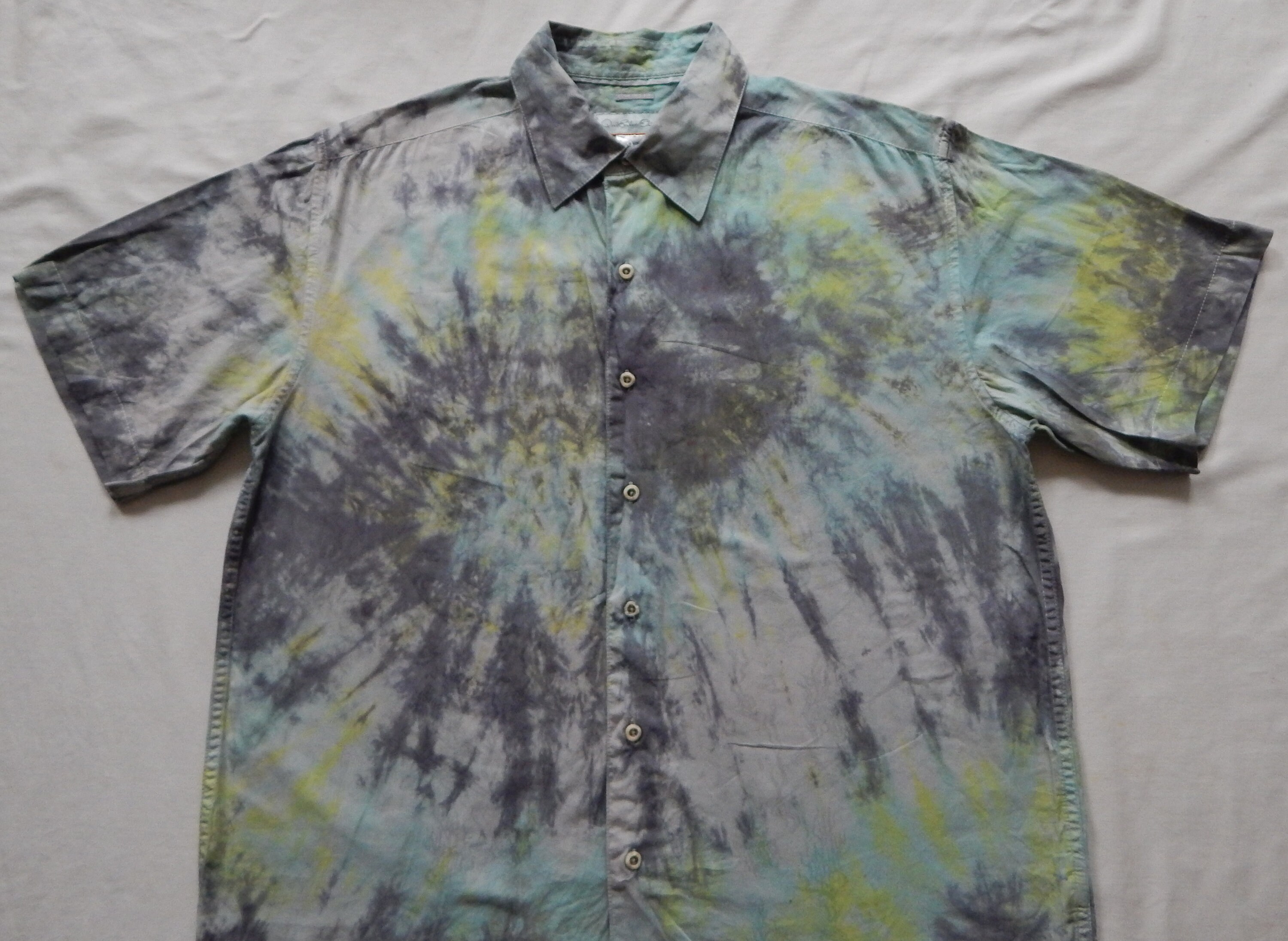 【2plan】Dio Color Dying Over Short Sleeve Shirt Men's Iron Bond II Short Sleeve Shirt - Colorblock - Mood