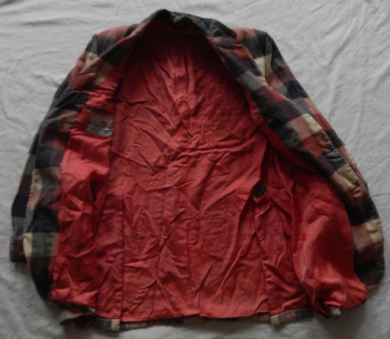 Cashmere Red Black Plaid Suit Coat Blazer Jacket … - image 6