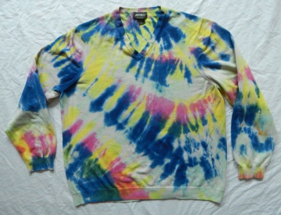 Tie dye online v neck sweater