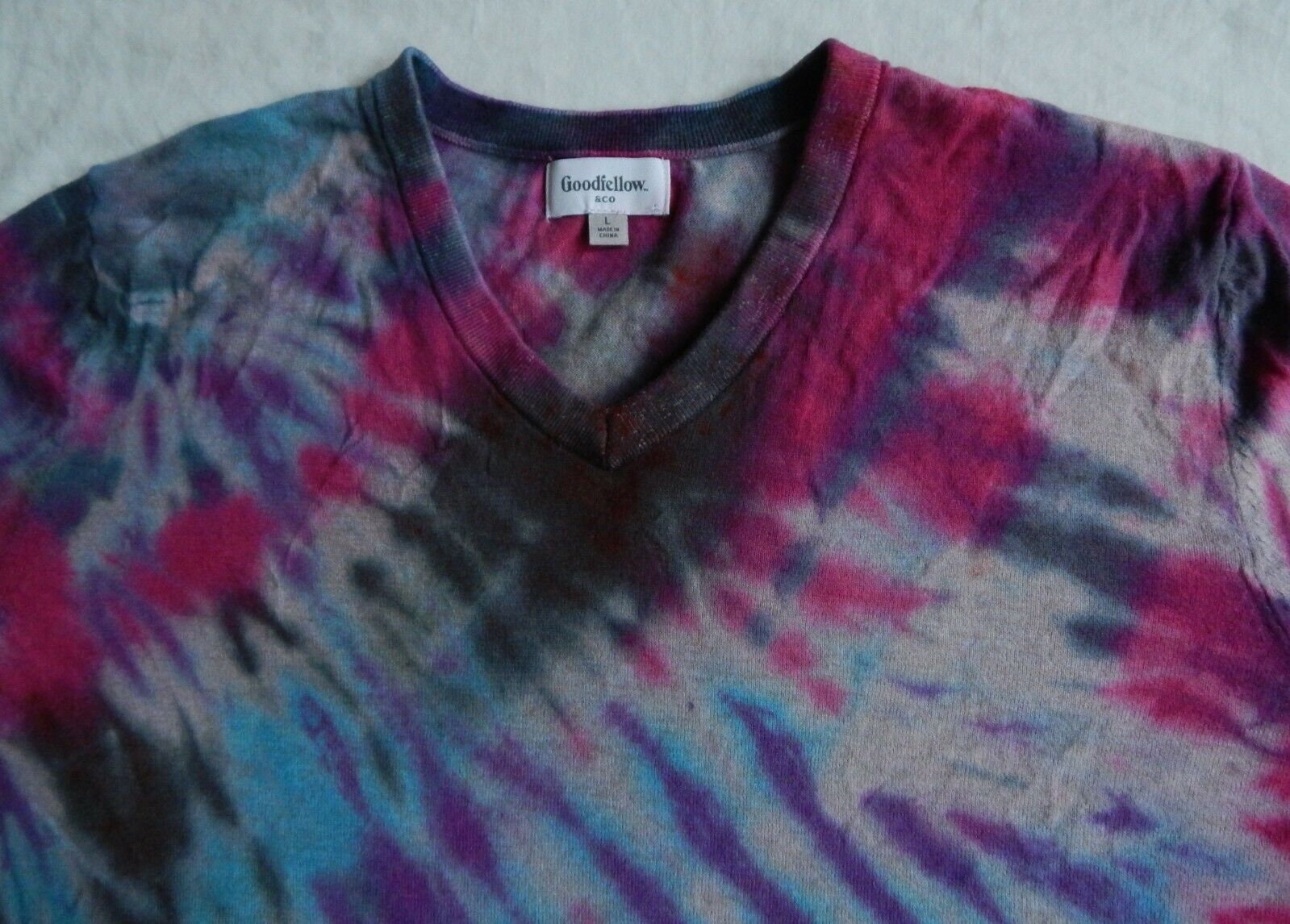 Tie Dye Black Purple Pink VNeck Pullover Sweater Large Mens Etsy