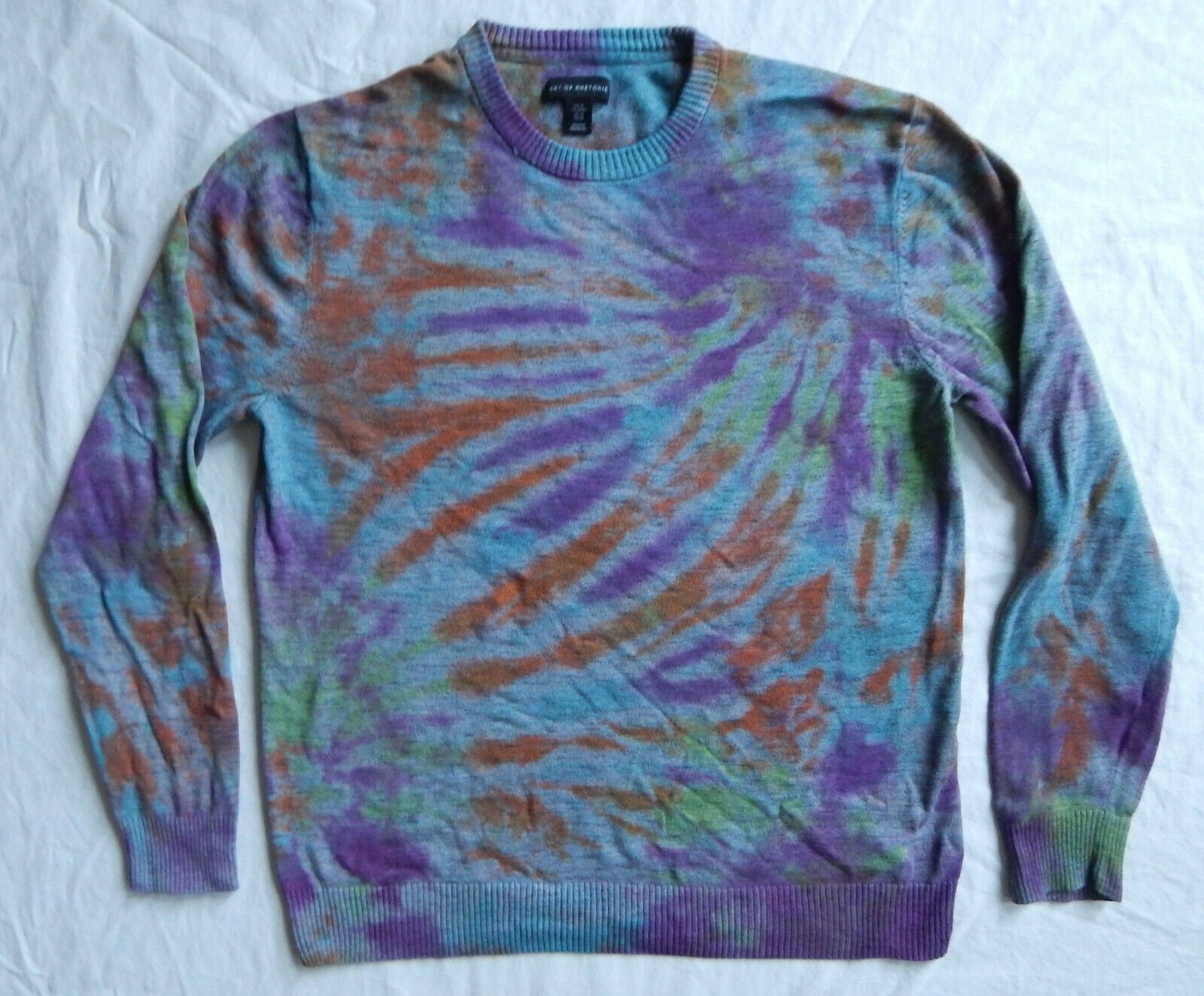 Tie Dye Purple Orange Striped Crew Neck Sweater Medium Mens 人気直販 OG LOGO TIEDYE CREW SWEAT PURPLE スウェット