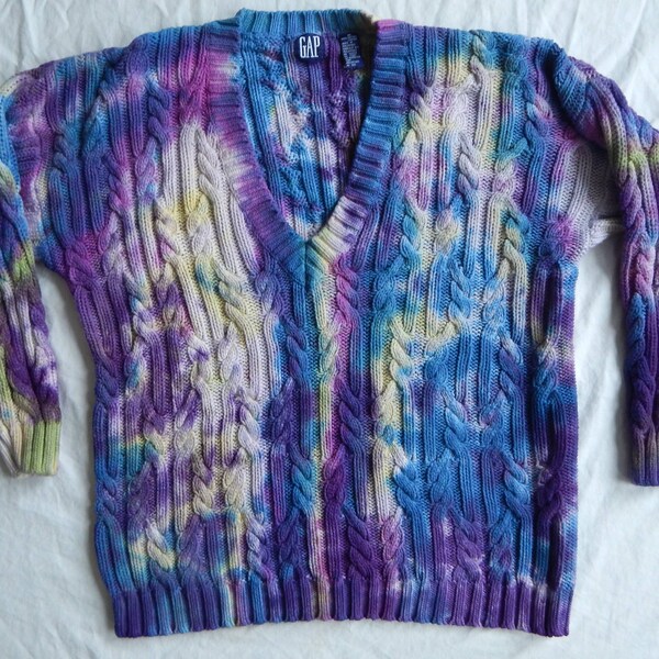 Tie Dye Cowl Neck Knit Sweater