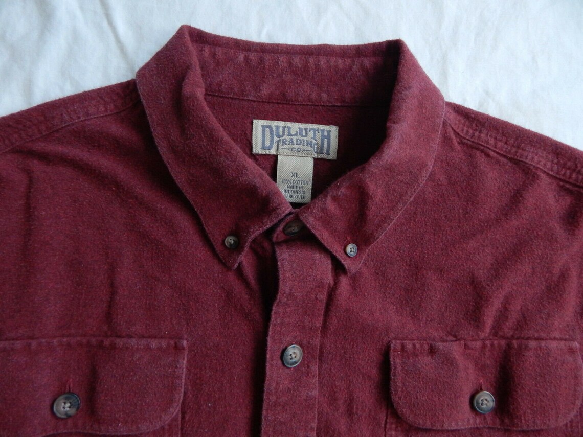 Solid Red Chamois Cloth Heavy Flannel Work Shirt XL Mens Etsy