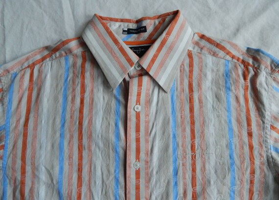Orange Gray Blue Striped Long Sleeve Button Down Shirt Large Mens Sean John Etsy