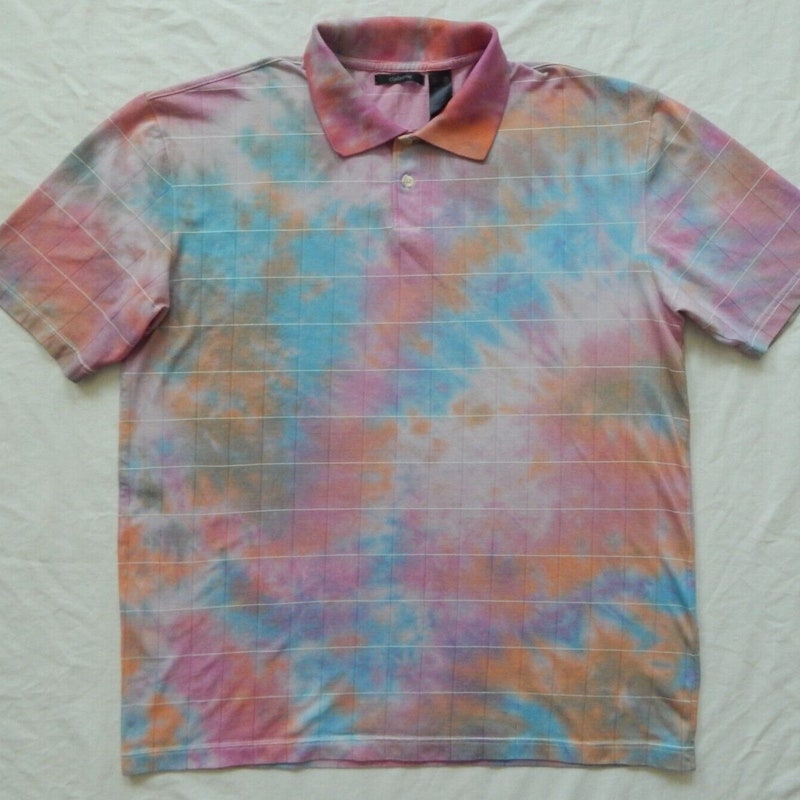 Men's Plus Size Tie-Dye Short Sleeve Polo Shirt