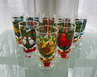 Vintage 12 Days of Christmas Glass Set (Complete Set)