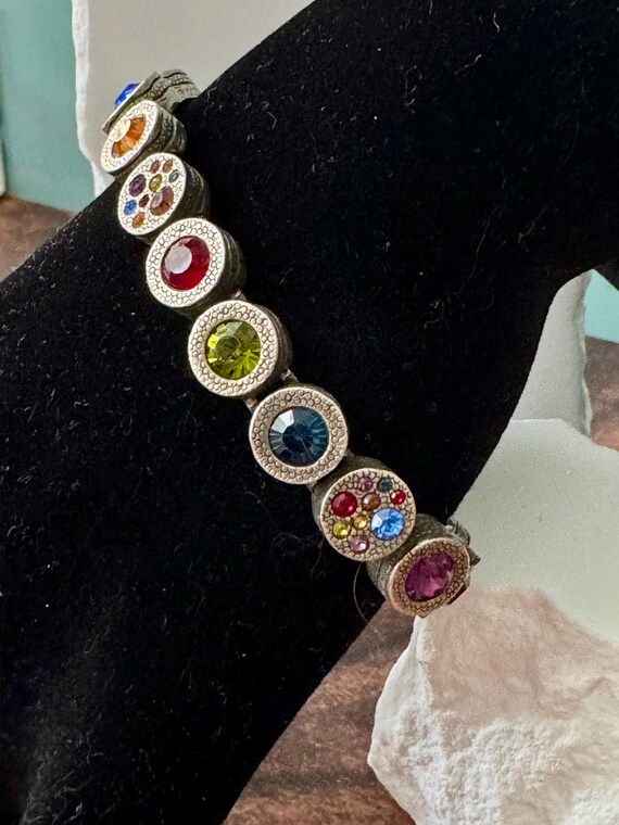 Signed Patricia Locke Multi-Color Silvertone Brac… - image 3