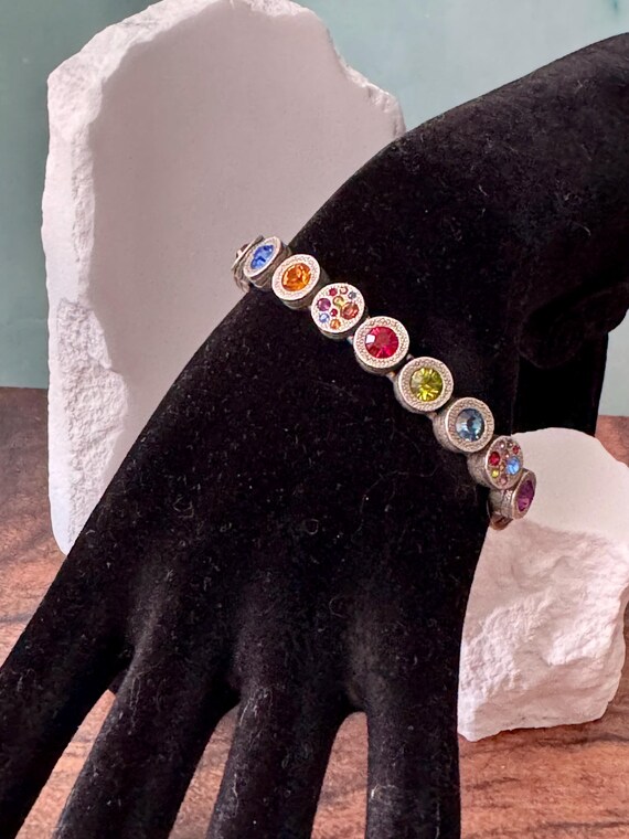 Signed Patricia Locke Multi-Color Silvertone Brac… - image 2