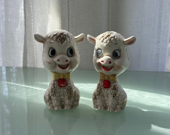 Vintage Mid-Century Kitsch Lamb Japanese Salt and Pepper Shakers