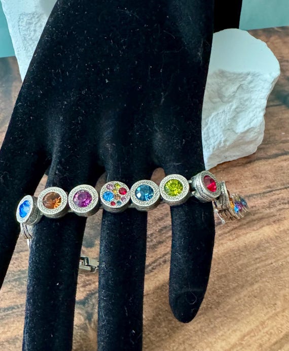 Signed Patricia Locke Multi-Color Silvertone Brac… - image 7