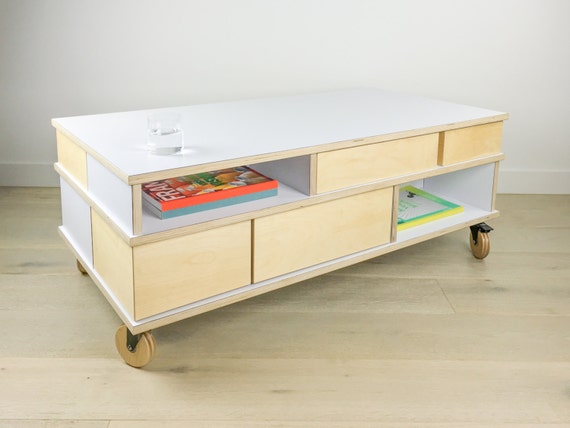 Birch Plywood Storage Coffee Table Book Magazine Kids Etsy