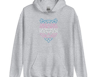 Transgender Pride Geometric Tiger Hoodie, Trans Pride Graphic Hooded Sweatshirt