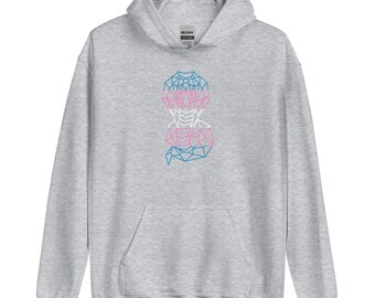 Transgender Pride Geometric Cobra Hoodie, Trans Pride Graphic Hooded Sweatshirt