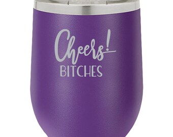 Insulated Wine Tumbler For New Mom I Used To Be Cool Now For Mom I'm A Tiny Person Snack Bitch Epic Mom 12oz Purple Wine Glass