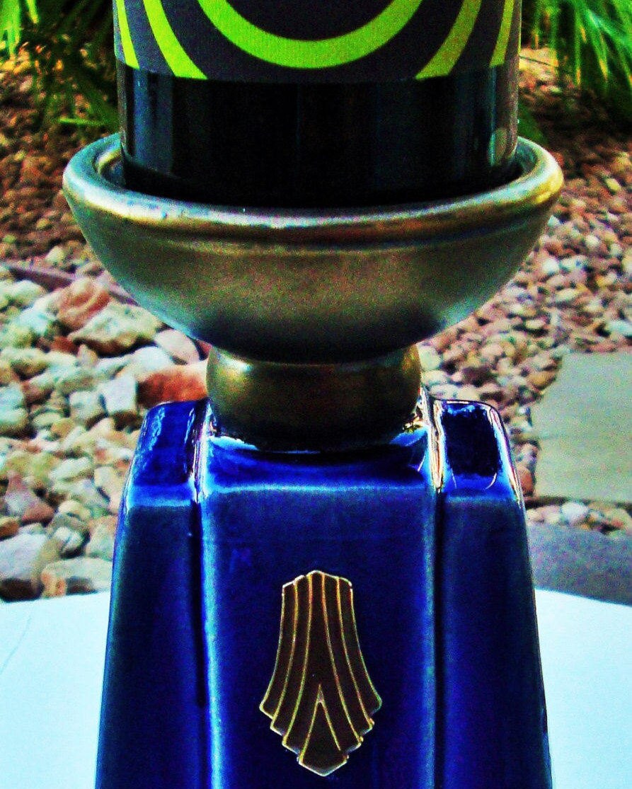 art deco outdoor decor on Art Deco Ceramic Candle Holder Vintage Mid Century Midnight Etsy