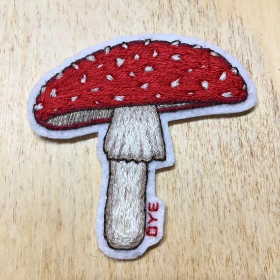 Hand Embroidered Mushroom Patches Hand Embroidered Mushroom Patches