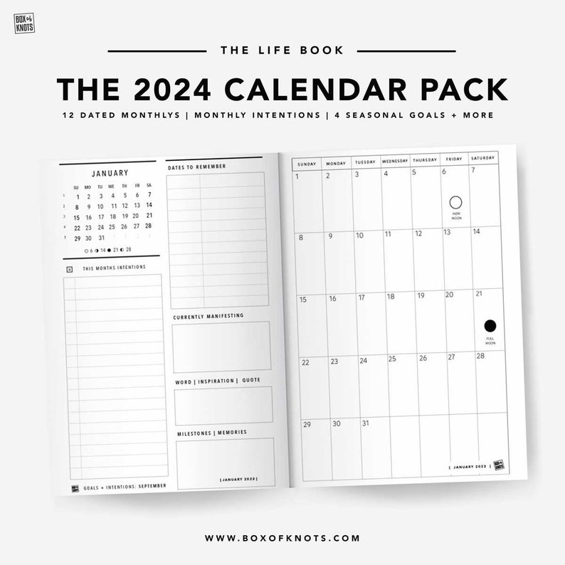 2024 Dated Calendar Bonus Pack Etsy UK
