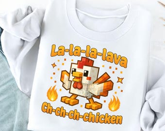 La-La-Lava Huhn PNG | Lustige Pixel Huhn Sublimation | Gamer Humor Digitaler Download | Pixelart Game Style T-Shirt Design