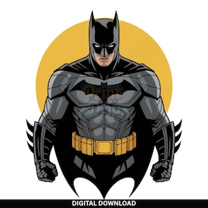 Dark Vigilante Held PNG | Druckbare Digitale Kunst | Comic Style Fledermaus Superheld T-Shirt Design | Sofortdownload | mutige Aktion Clipart