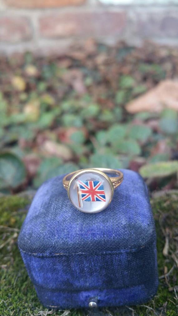 Essex Crystal Union Jack 14k Gold Ring Conversion 
