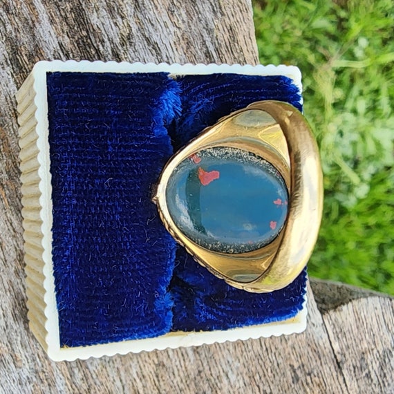 Antique Intaglio Bloodstone Signet Ring - image 7