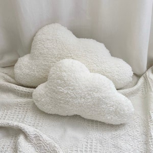Soft teddy cloud cushions, neutral nursery cushions, cloud pillow
