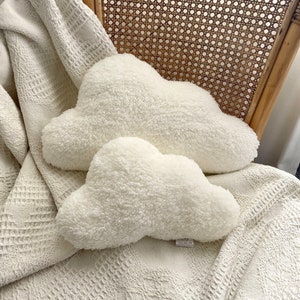 Soft teddy cloud cushions, neutral nursery cushions, cloud pillow