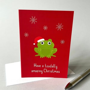 Lustige Kröte Weihnachtskarte - Toadally Erstaunliche Weihnachtswortspielkarte - Niedliche Tierpunkarte - Lustige Feiertagskarte - Krötenpunz-Weihnachtskarte Lustig
