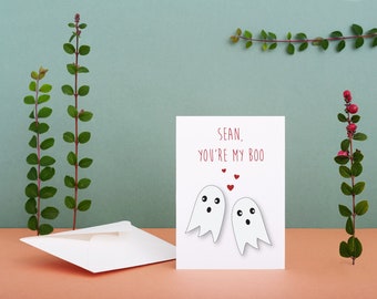 Personalised Valentine's day Card funny birthday card funny pun card you're my boo ghost pun ghost card girlfriend card boyfriend card pun