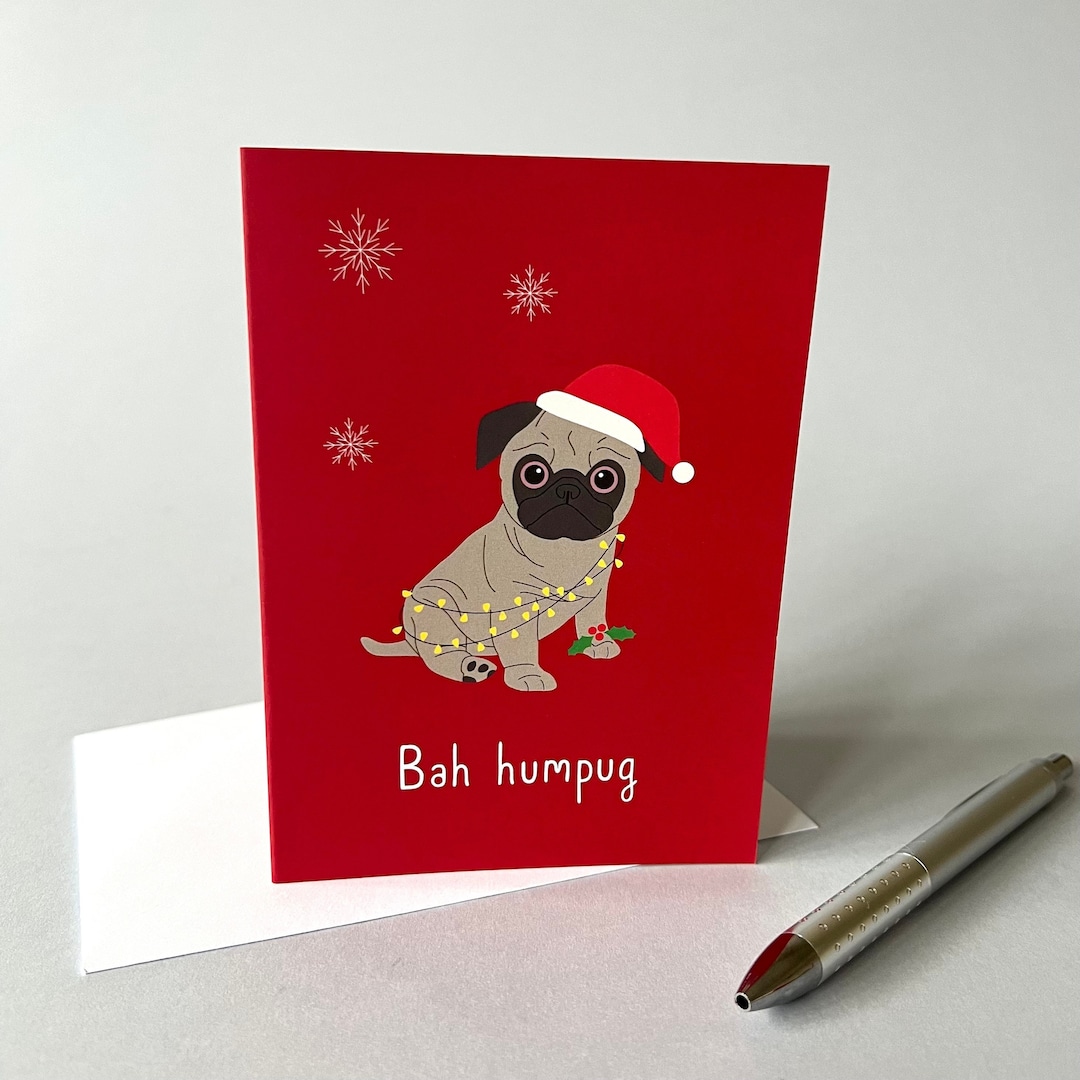 Christmas Cards Pun Funny Christmas Card Pug Christmas Card Funny ...