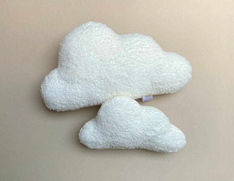 Soft teddy cloud cushions, neutral nursery cushions, cloud pillow