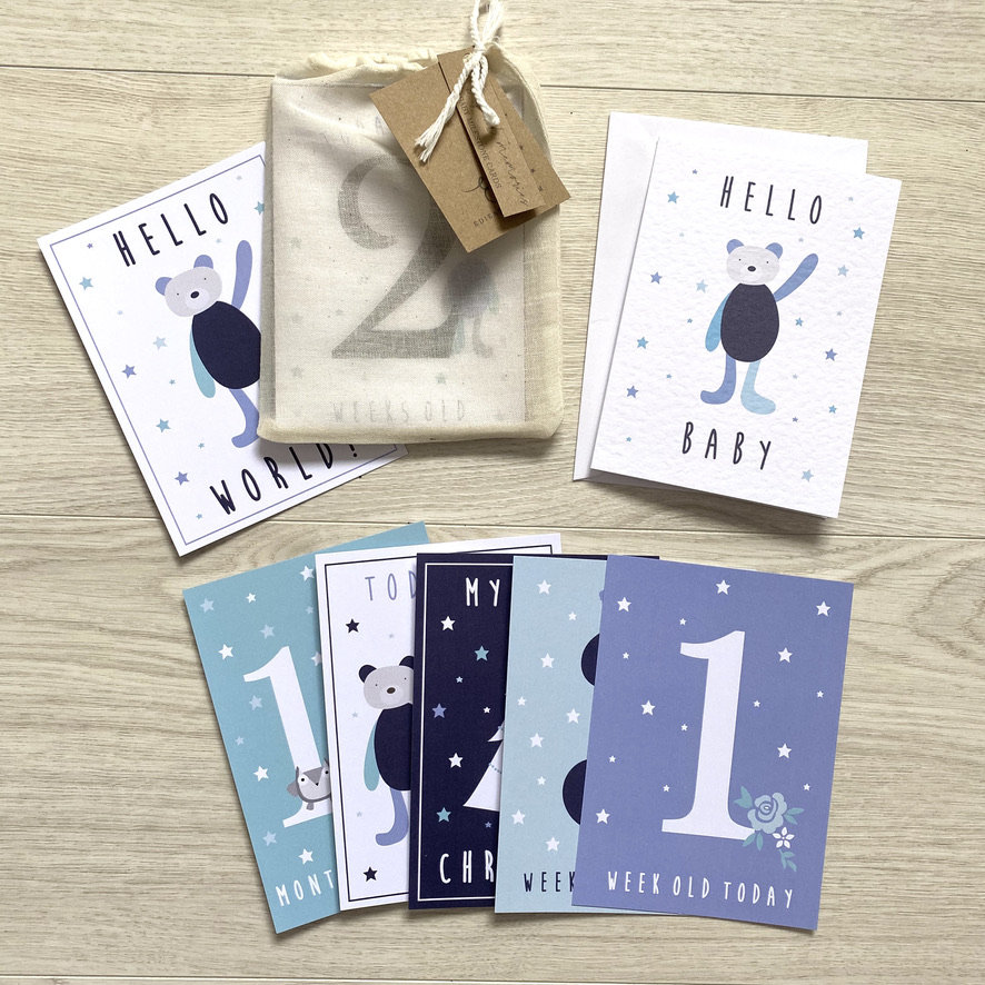 Baby Milestone Cards Boy Milestone Cards Woodland Animals Blue Navy ...