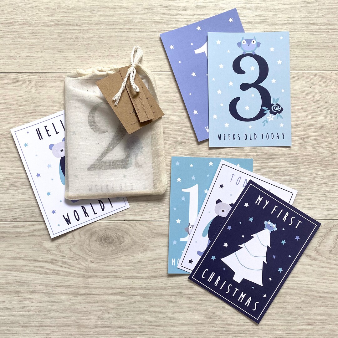 Baby Milestone Cards Boy Milestone Cards Woodland Animals Blue Navy ...