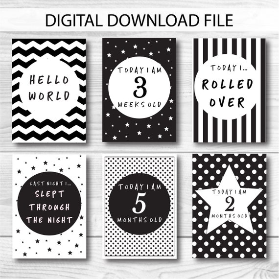 Baby milestone cards Unisex 12 months and funny moments Newborn new baby gift Set of 24 A6 cards baby shower gift