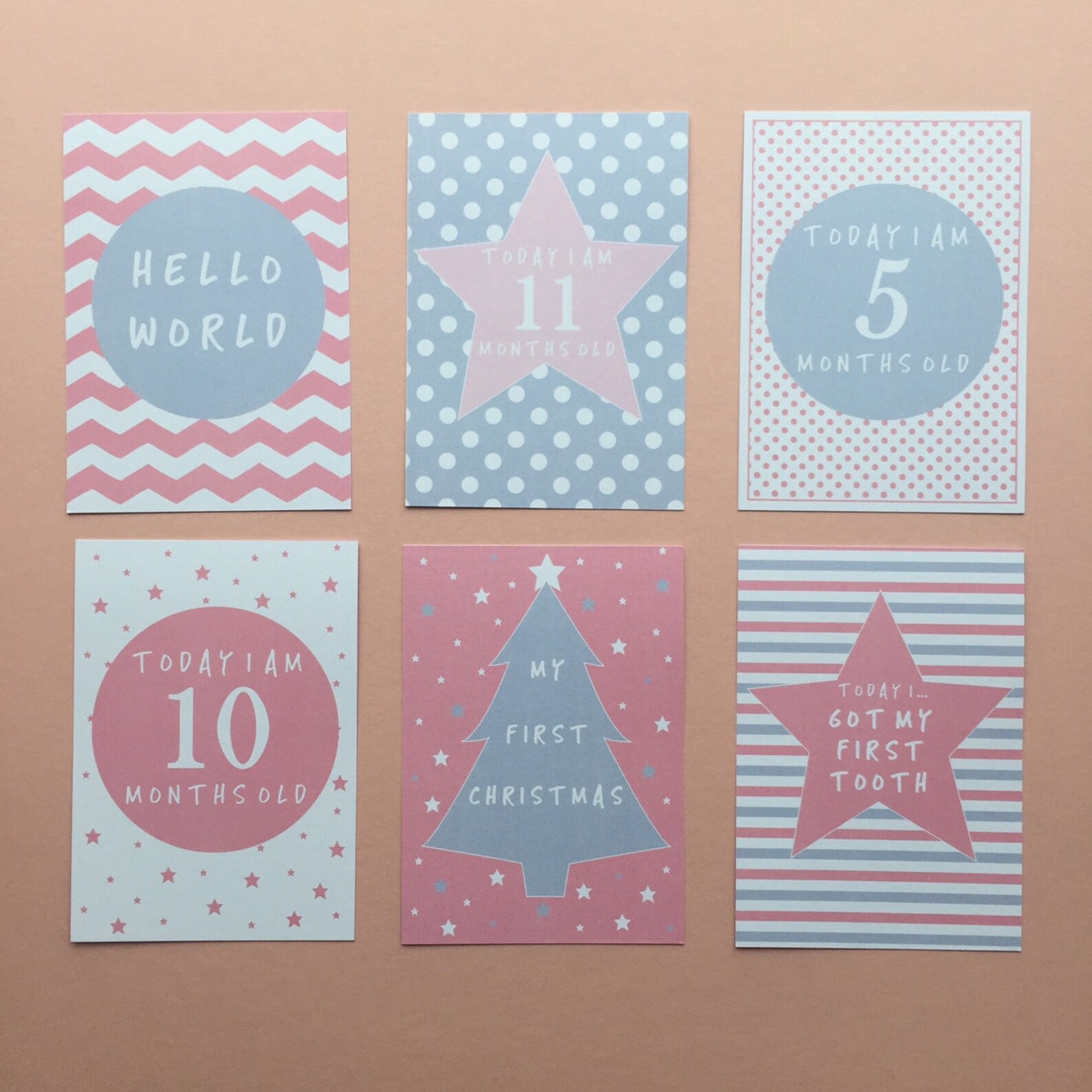 Baby Milestone Cards Girl Pink Grey White Baby Girl Baby Shower Gift ...