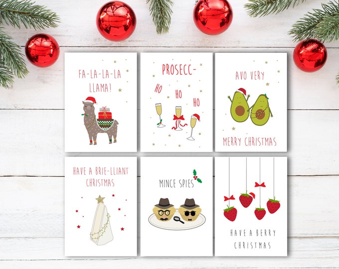 Christmas Card Pack Funny Christmas Card Set X6 Funny Pun Etsy