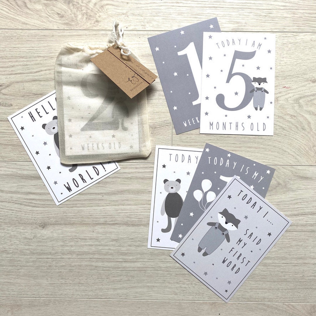 Baby Milestone Cards Woodland Animals Set of 24 Milestone Cards Gender ...