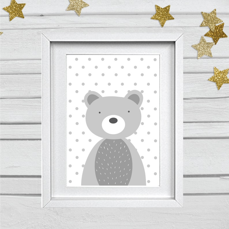 Animal Prints for Nursery Set of 4 Animal Nursery Prints Grey Etsy