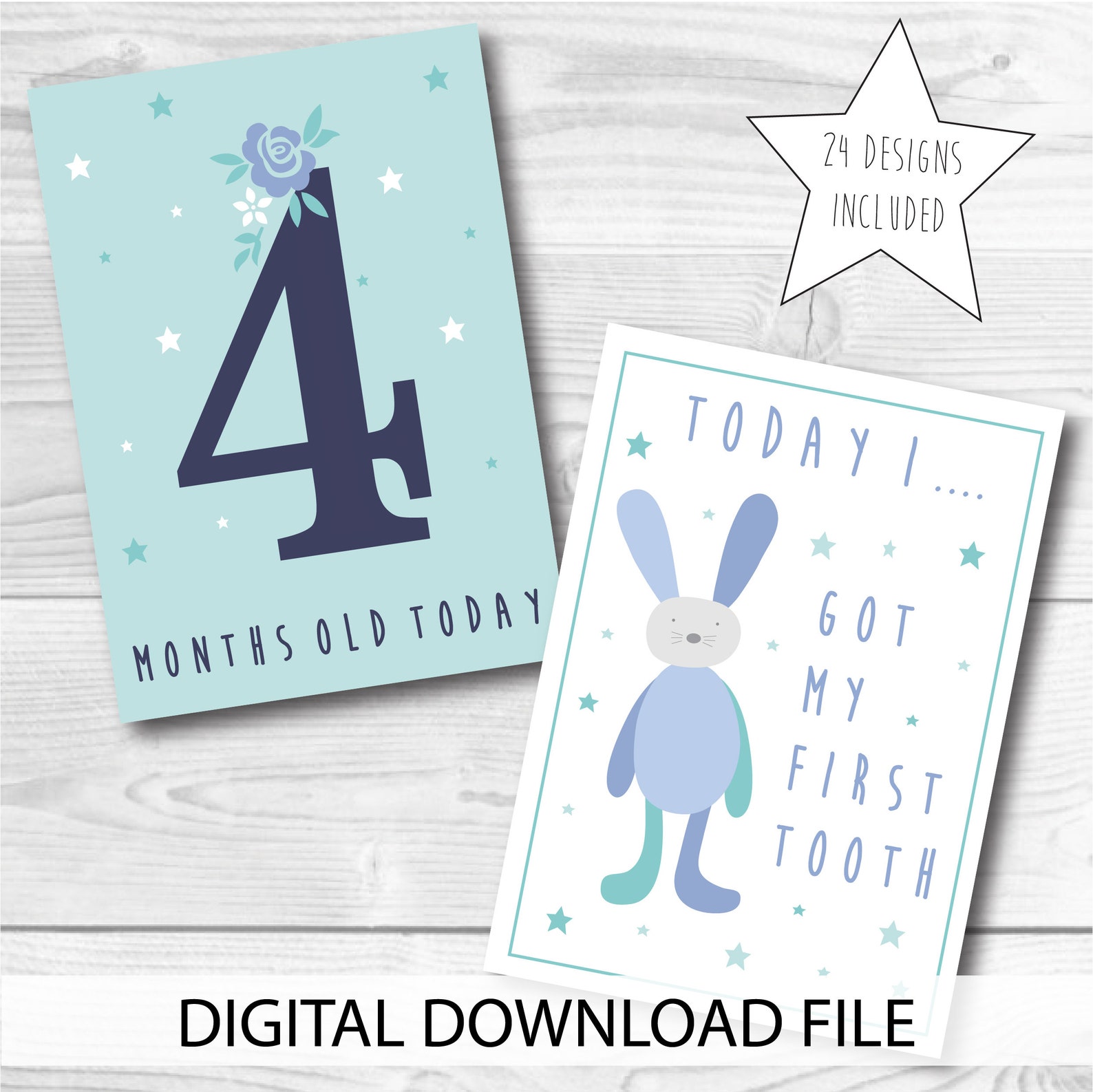 Baby Milestone Cards Printable PDF Print at Home Blue Navy - Etsy