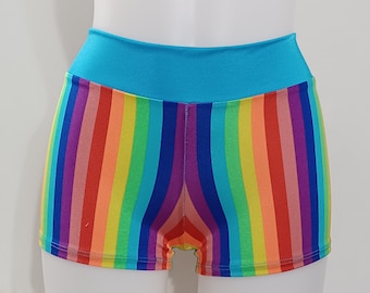 Stretch Rainbow Stripe Booty Shorts