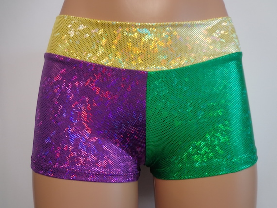 Mardi Gras Booty Shorts Youth Adult Shattered Glass Etsy 