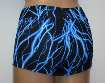 6 couleurs Lightning Storm Booty Shorts brille sous la lumière noire